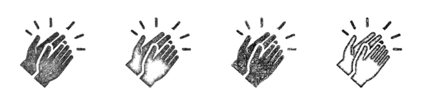 Sketch monochrome applause icon design set