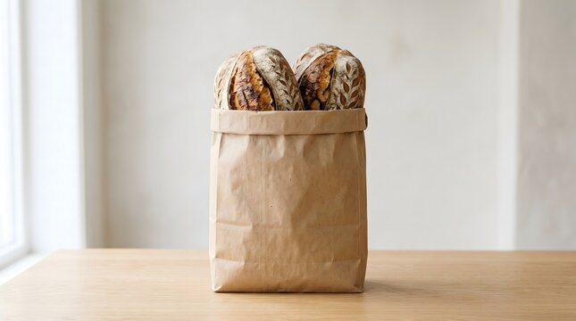 Artisan Bread Bag Mockup on Table