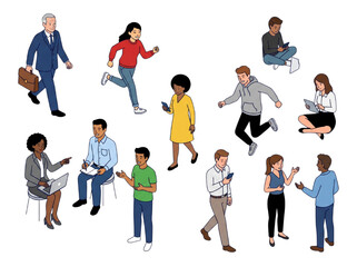 Fototapeta premium Isometric CAD Vector People Cutouts Collection for Architectural Rendering and Design Blocks