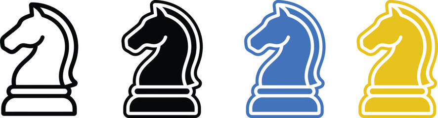knight chess piece icon vector, chess vector icons, Chess Knight Horse silhouette logo design  © Moriom