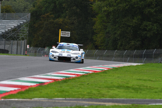 Scarperia, Italy - October 12th 2024: Chrisler Viper GTS-R GT1 drive by unknown in action during practice session at Mugello Circuit.
