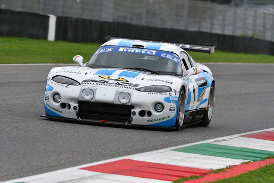 Scarperia, Italy - October 12th 2024: Chrisler Viper GTS-R GT1 drive by unknown in action during practice session at Mugello Circuit.
