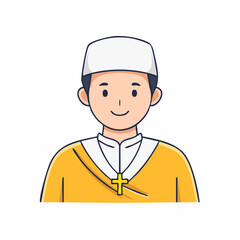 Fototapeta premium Cartoon illustration of a Catholic priest