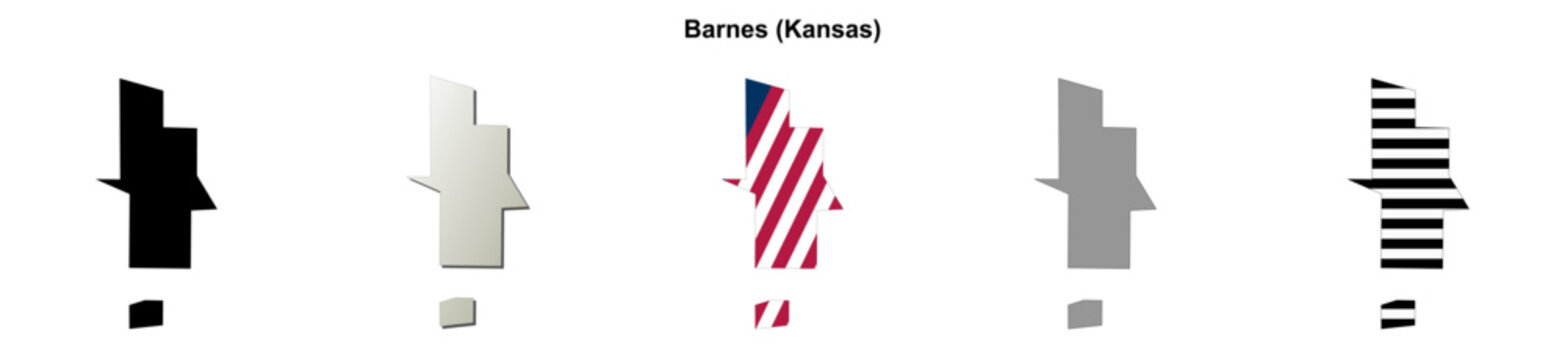 Barnes (Kansas) blank outline map set