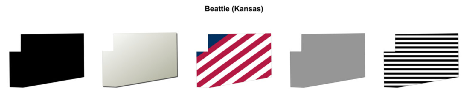 Beattie (Kansas) blank outline map set