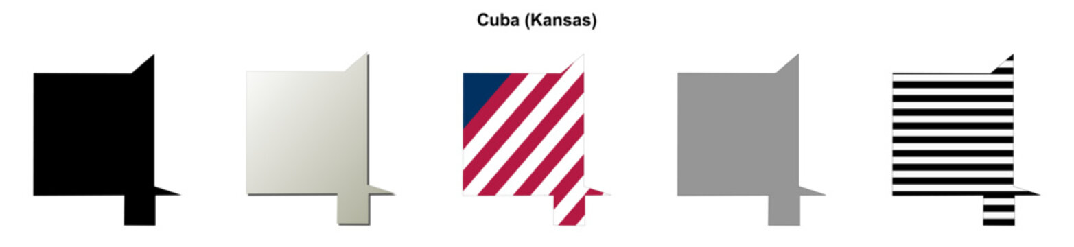 Cuba (Kansas) blank outline map set