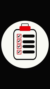 Checklist icon featuring partially completed to-do list with red cap. Checklist icon with red cap shines. Partially completed list enhances checklist icon.