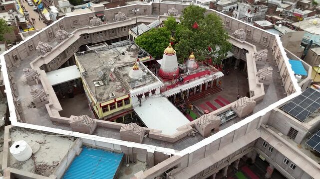 Drone Panorama of Vindhyavasini Temple and Devotee Activity