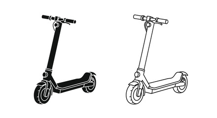 Electric scooter silhouettes on a white background silhouette © RASHIDA