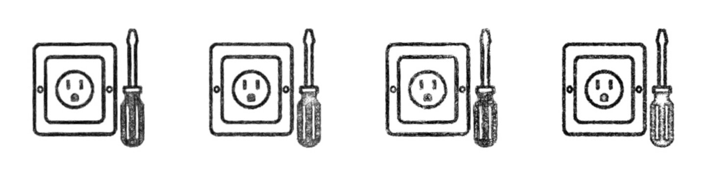 Sketch outlet installation icon design set
