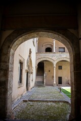Fototapeta premium the inner courtyard of the Palazzo Abatellis in Palermo, Sicily. Historic Italian palace and travel destination