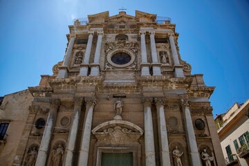 Obraz premium facade of the Church of Santa Maria della Pietà, a historic Baroque church located in Palermo, Sicily.