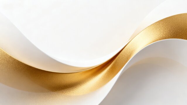 Abstract white and gold flowing curves
