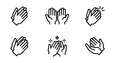 Fototapeta premium Applause Hands Icons, Clapping Gesture Set, Celebration and Approval Vector Graphics, Recognition and Appreciation Symbols