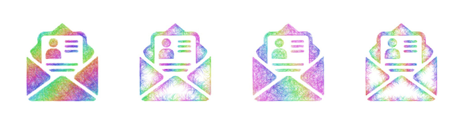 Rainbow color sketch cover letter icon design set
