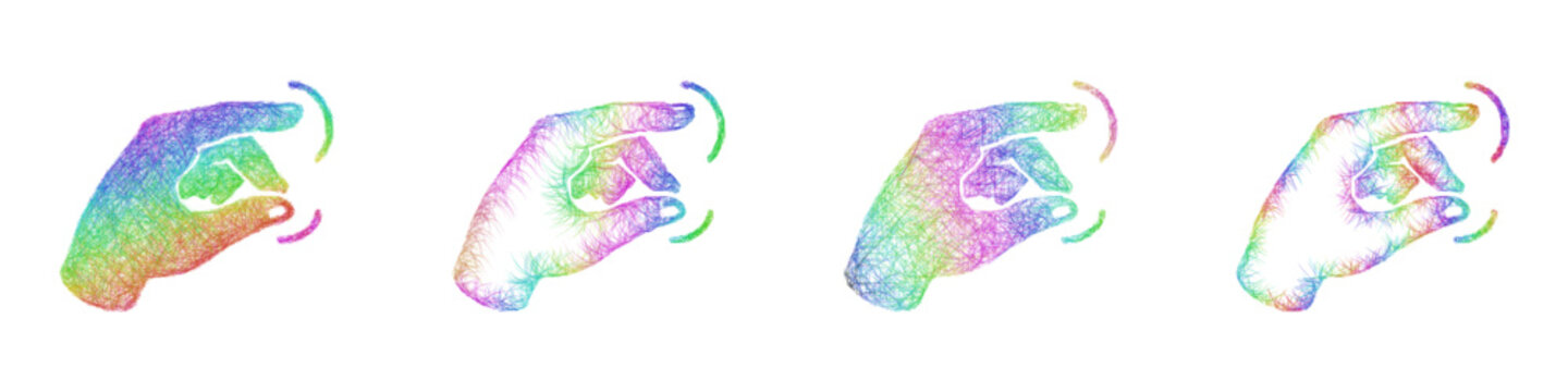Rainbow color sketch pinch gesture icon design set