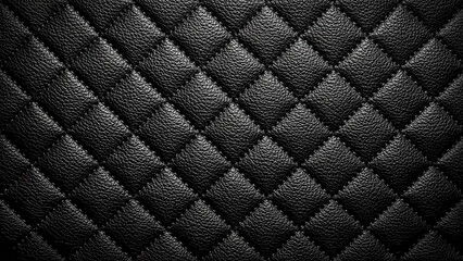 Naklejka premium A detailed view of black quilted leather, showcasing its luxurious texture and elegant pattern, often used in high-end design.