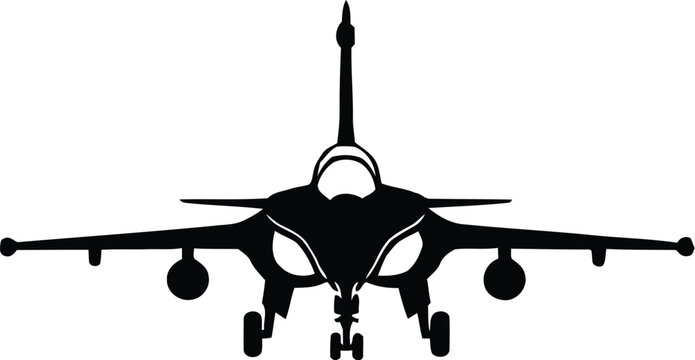 Dassault Rafale Fighter Jet Clean Silhouette Front Side Top Isometric Banking Vector