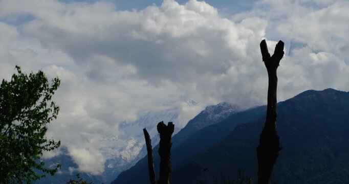 Machhapuchhre (Fishtail Mountain) Emerging Through Clouds | Ghandruk Village, Nepal Himalayas