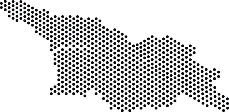 Georgia Dotted Map Minimalist Black Dots Silhouette Country Geography Graphic Element
