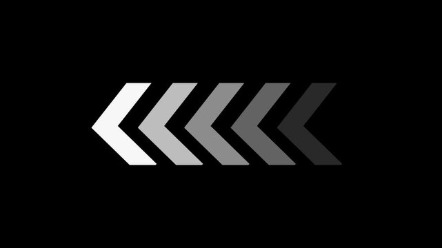Left-directional arrow loop animation. Animated arrows for the overlay video layer. arrow icon concept animation. Left arrow for road direction. Flashing direction indicators