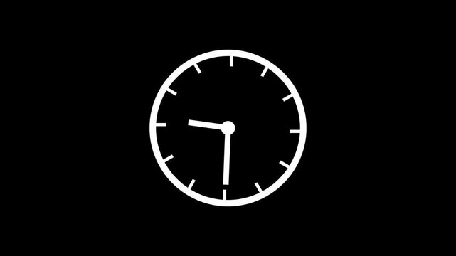Clock spinning, watch animation with alpha channel. Clock icon flat style 24 hours day fast speed with moving timer clock rotation 4k videos