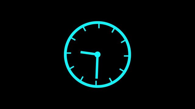 Clock spinning, watch animation with alpha channel. Clock icon flat style 24 hours day fast speed with moving timer clock rotation 4k videos