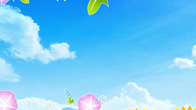 Blue sky with morning glory flowers 4K