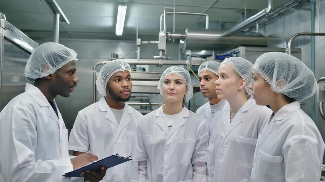 Pharmaceutical Team Meeting: Scientists Reviewing Data and Discussing Research in a Modern Laboratory Environment