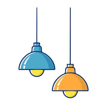 Cartoon hanging lamps illustration