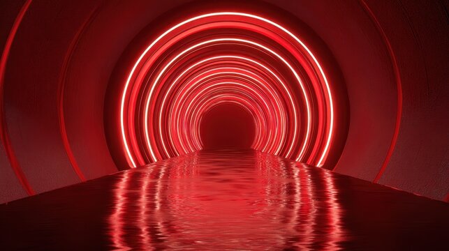 Stunning photo of red light tunnel abstract background.