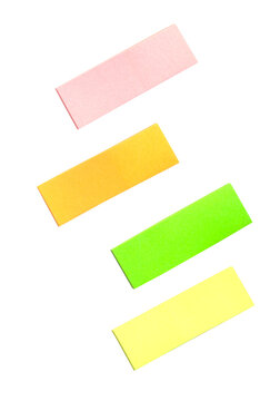 Colorful sticky notes and index page markers isolated transparent PNG set for corporate office organizing, digital planning, and student reminders