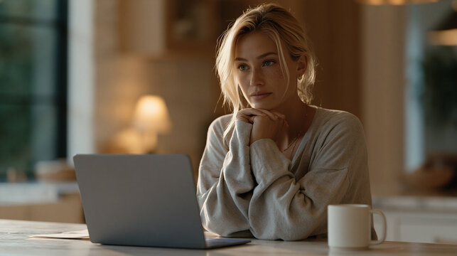 Viral moment aftermath shows a startup founder sitting at a kitchen island surrounded by unread notification previews on a tablet screen, looking both exhilarated and overwhelmed,