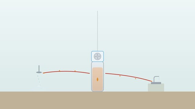 Heat pump domestic hot water production flat design animation for energy efficient home concept