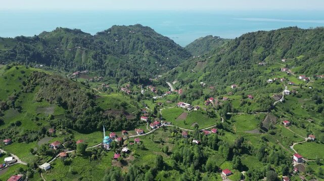 A drone view of one of the villages in Rize, Turkey's greenest city.