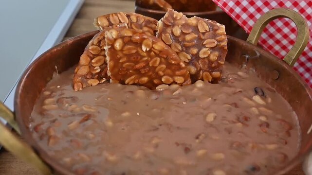 Table of coconut and peanut sweets, "cocada," a typical Brazilian food, June festival.