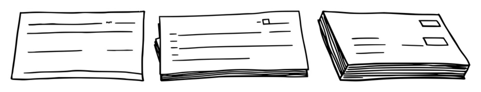 Black line art, white background: checkbook set with simple line art design featuring line art, illustrations, graphic resources with vector and design elements