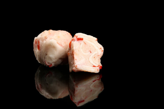 Traditional Chaoshan Teochew Shrimp Balls Chinese Hot Pot Ingredient on Black Background