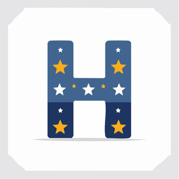 Letter H with Stars Pattern