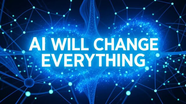 Artificial intelligence changing everything with neural network connections, representing the future of machine learning and digital transformation in a blue background