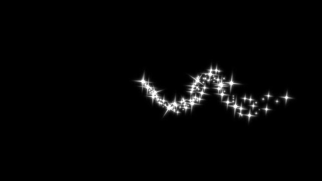 Glowing white star twinkling effect, cartoon sparkle animation with fast glitter motion and shining light trails, flat vector doodle blinking stars on green screen chroma key background, 4K video