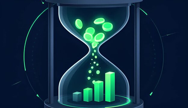 Business Time Management and Financial Growth with Hourglass Concept