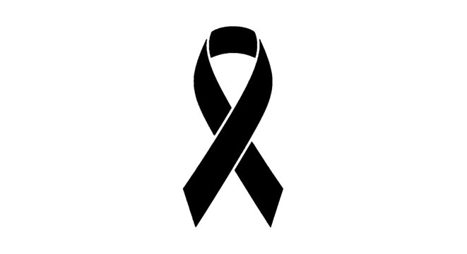 Vector illustration of black awareness ribbon icon on a transparent background
