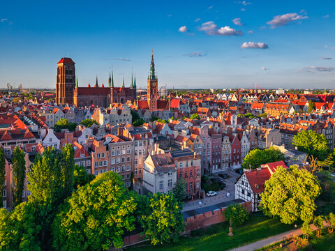 Beautiful MainTown in Gdansk in the light of setting sun. Poland