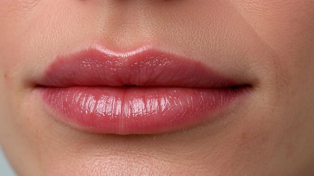 Beautiful Female Lips With Dermal Fillers Close-Up Beauty Portrait