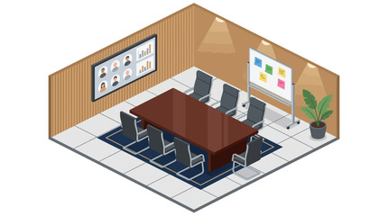 Fototapeta premium Isometric Illustration of a Modern Corporate Meeting Room