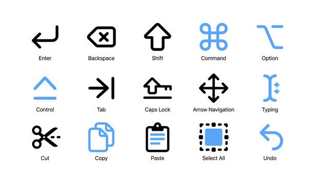 Keyboard control icons showing modifier and navigation keys layout