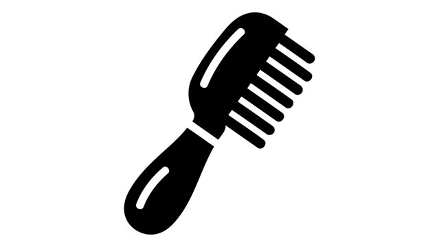 A black icon of a dog flea treatment comb, representing its usage and function in flea removal for dogs.