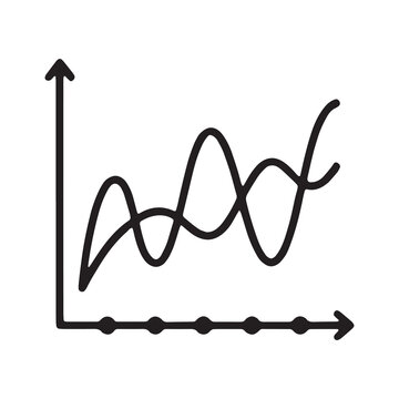 Dual line chart showing data trends and fluctuations on cartesian grid with statistics, analysis