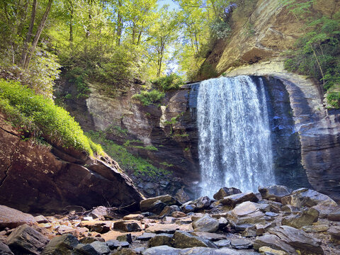 A view of Looking Glass Falls, one of the most iconic waterfalls in North Carolina